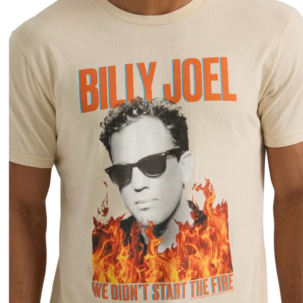 Billy Joel Graphic Men's T-Shirt - Cream
